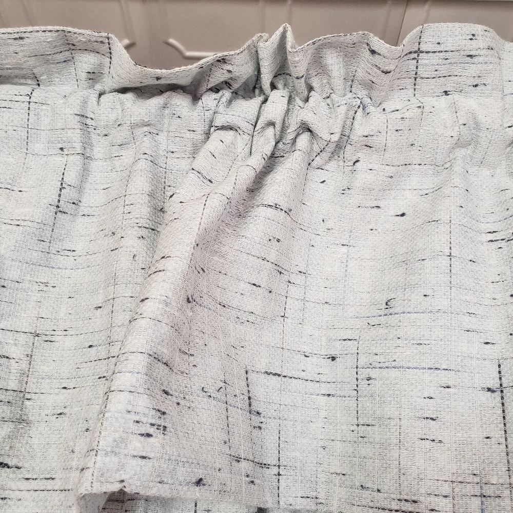 Sears Drapes 48W x 62L Tweed Print Pinch Pleat Curtains Blue VTG 50s 60s NEW